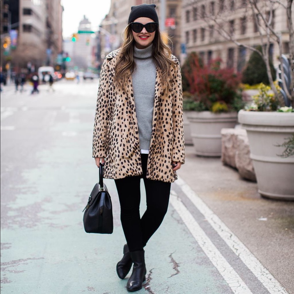 Avec les filles leopard print car coat jacket xs